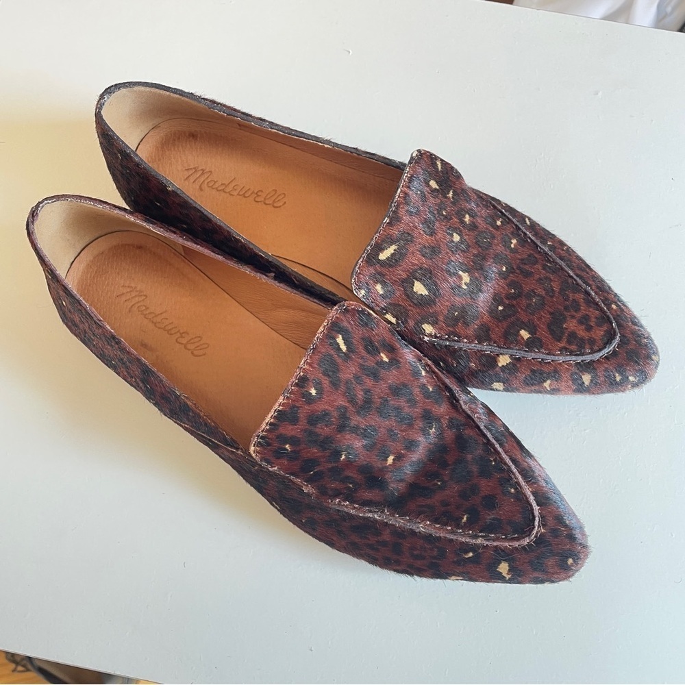 Madewell Frances Skimmer Painted Leopard Calf Hair Brown Loafer Slip-on 8 - Picture 3 of 11